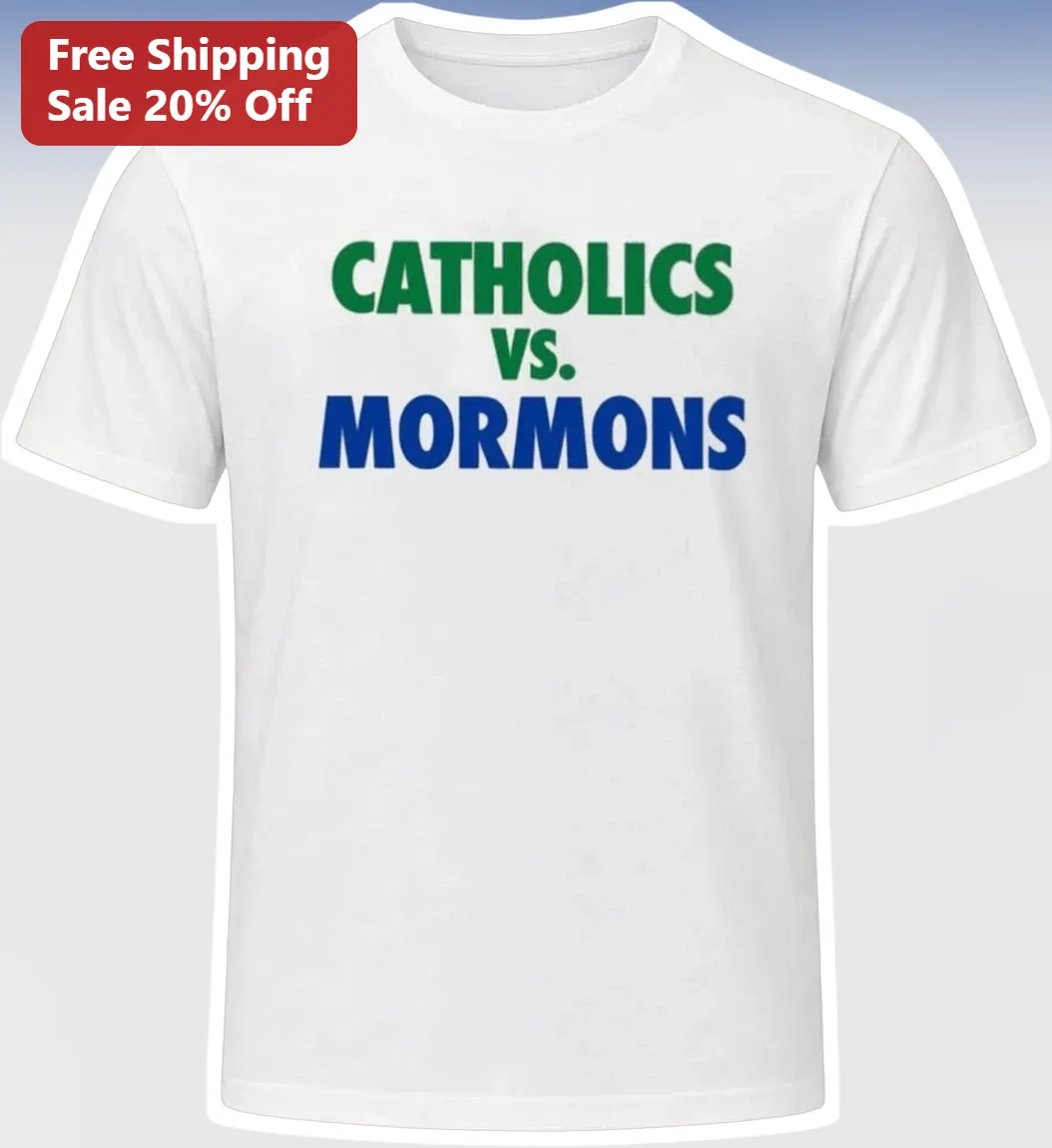 Catholics vs Mormons Tee Vintage 1992 Retro Football Game Graphic T-Shirt