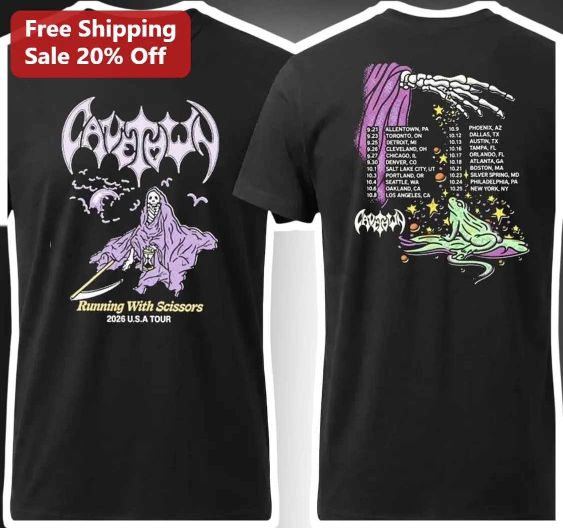 CAVEAT Running With Scissors 2026 USA Tour Graphic Tee Gothic Metal Band Merch