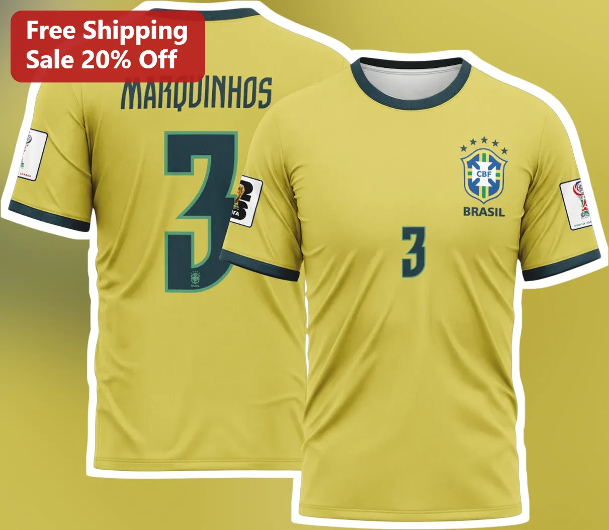 CBF Brasil Soccer Jersey Tee Men World Cup 2026 Fan Shirt