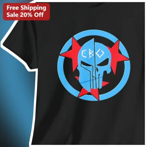CBO Tee Skull Emblem Graphic T-Shirt Punk Rock Style Black Cotton Shirt