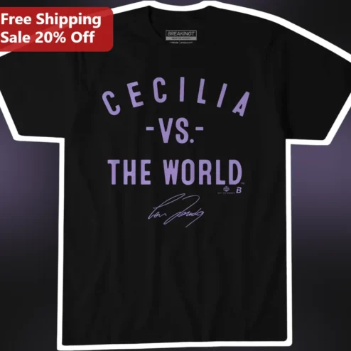 Cecilia Vs The World Graphic Tee Black Cotton Unisex Fan Gift
