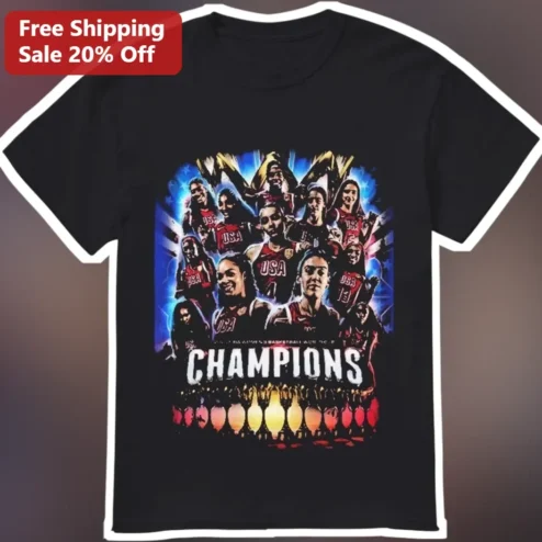 Champions Basketball Team Graphic Tee Black Cotton Short Sleeve Shirt for Men Women Sports Fans