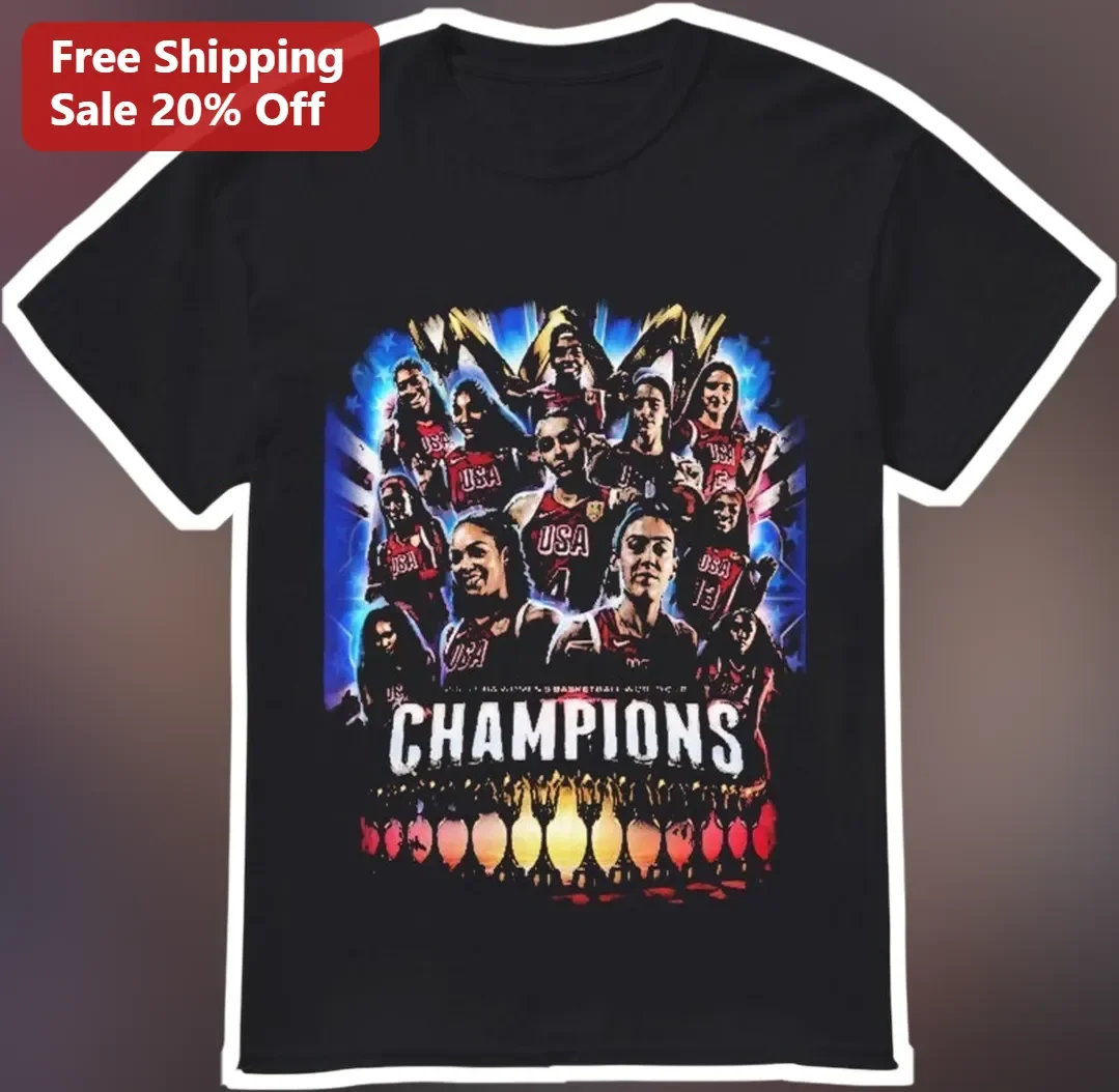 Champions Basketball Team Graphic Tee Black Cotton Short Sleeve Shirt for Men Women Sports Fans