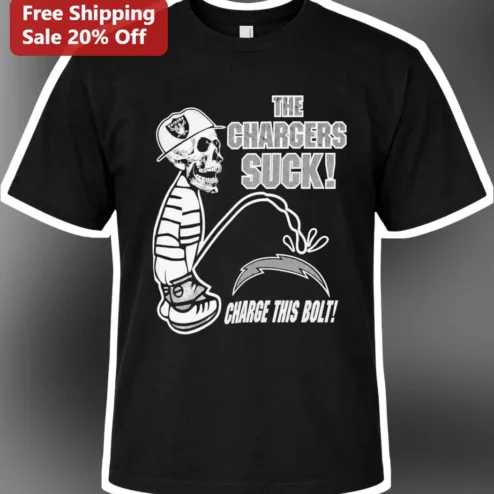 Chargers Suck Charge This Bolt Funny NFL Rivalry Tee for Raiders Fans