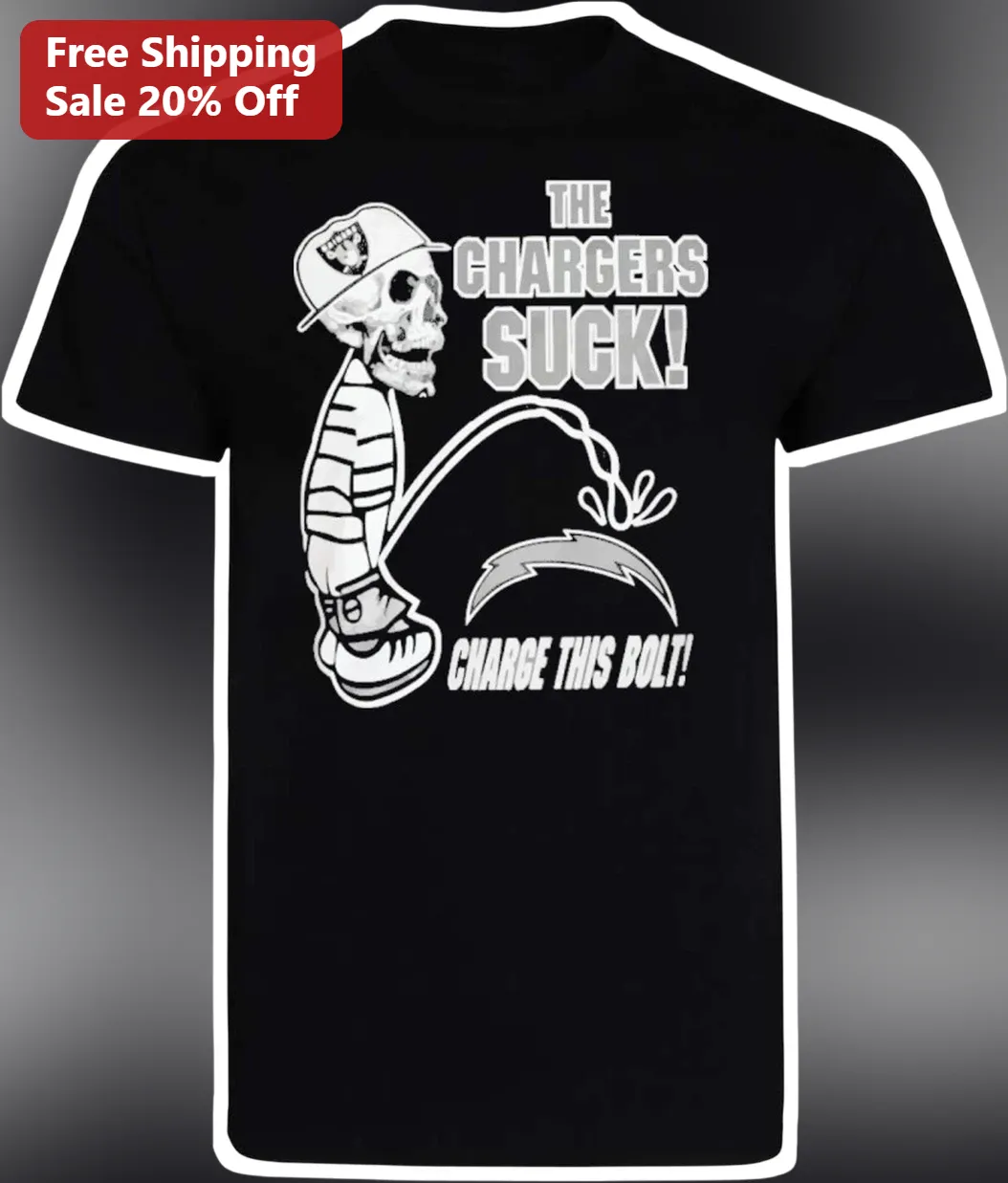 Chargers Suck Charge This Bolt NFL Rivalry Graphic Tee for Raiders Fans