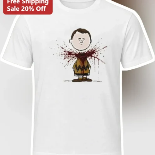 Charlie Brown Horror Parody Graphic Tee Scary Peanuts Cartoon Shirt for Adults