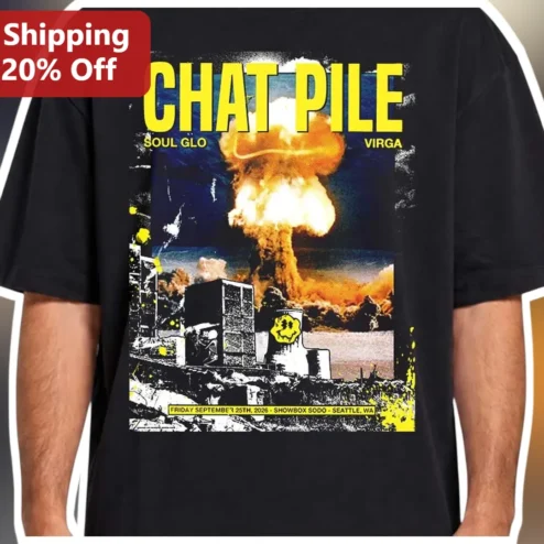 Chat Pile Tee Vintage Distressed Concert Poster Graphic T-Shirt Indie Rock Band Merch