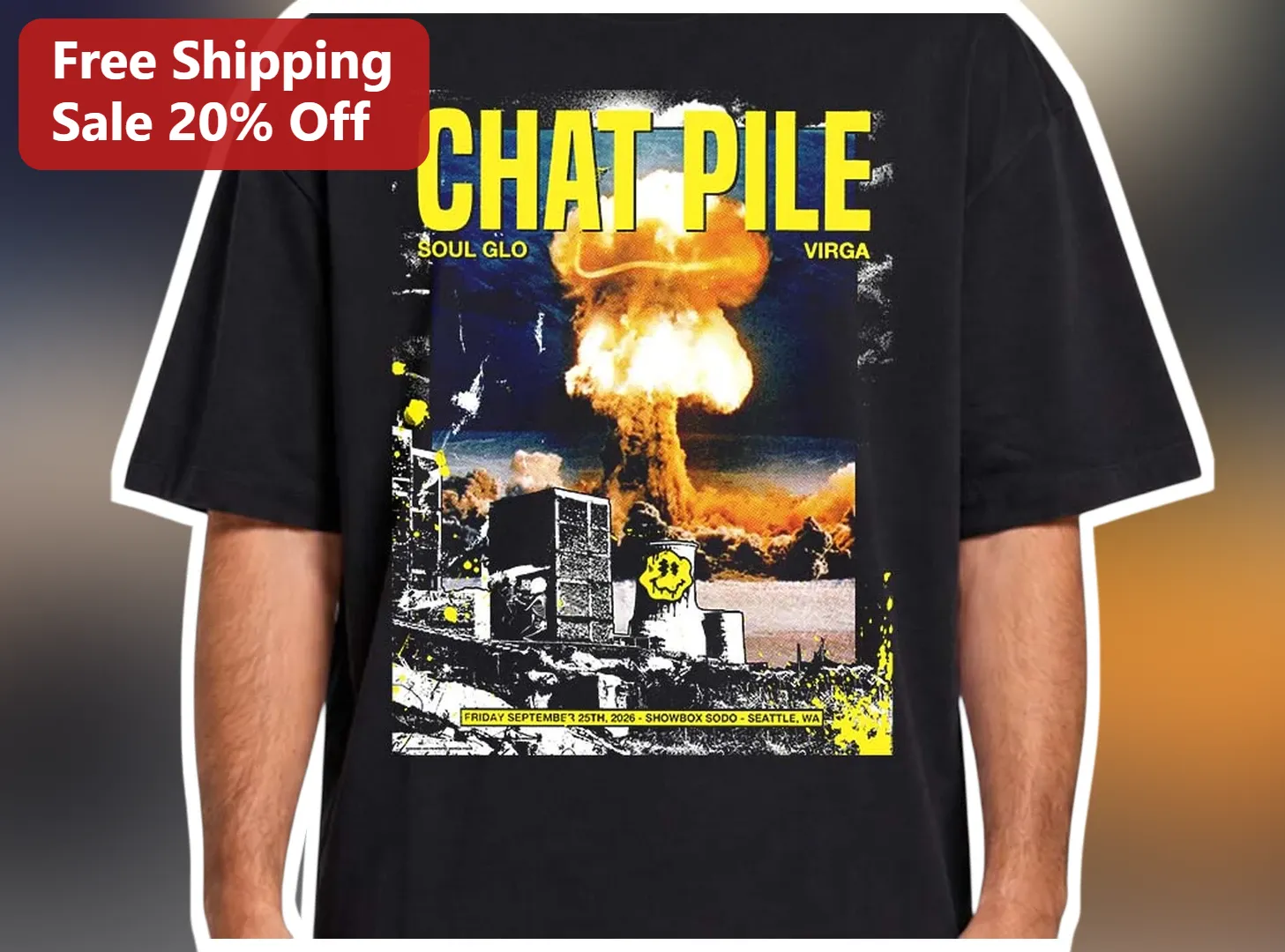 Chat Pile Tee Vintage Distressed Concert Poster Graphic T-Shirt Indie Rock Band Merch