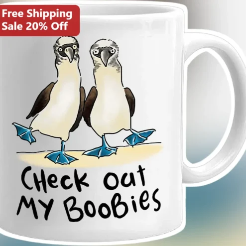 Check Out My Boobies Funny Blue-Footed Booby Bird Mug