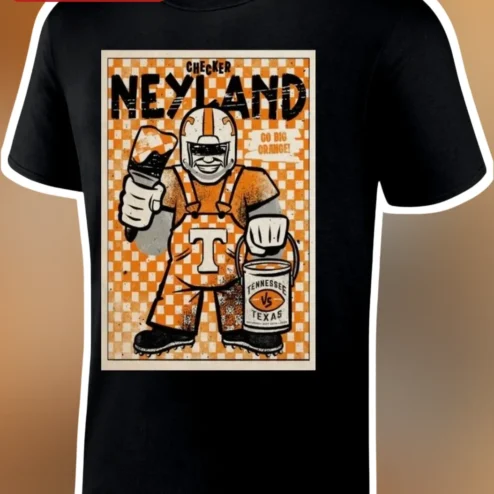 Checker Neyland Go Big Orange Tee Tennessee Volunteers Vintage Football Shirt