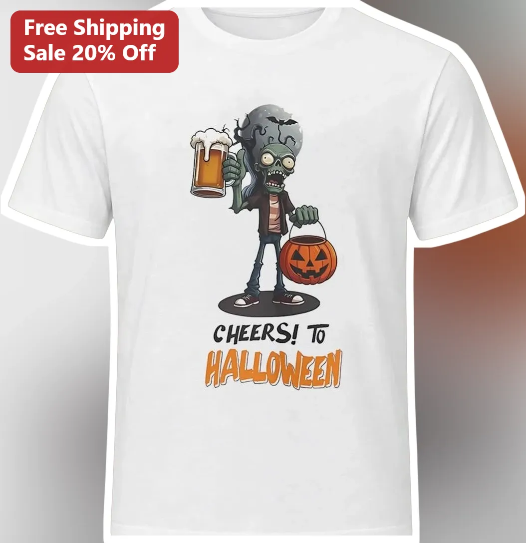 Cheers To Halloween Zombie Beer Mug Graphic Tee