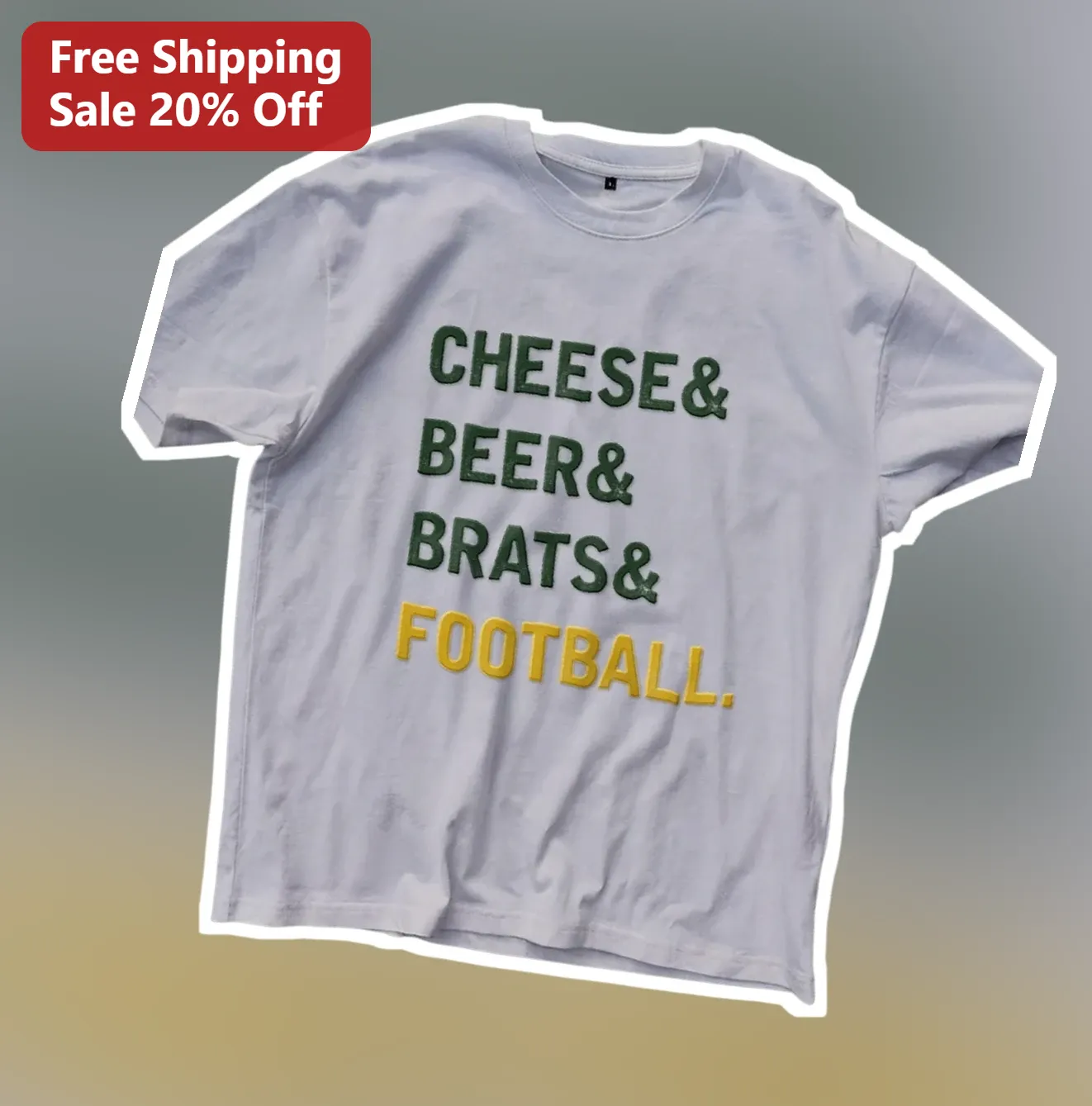 Cheese Beer Brats Football Graphic Tee for Wisconsin Packers Fans Game Day Tailgate Shirt