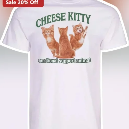 Cheese Kitty Emotional Support Animal Graphic Tee Cute Cat Lover Gift