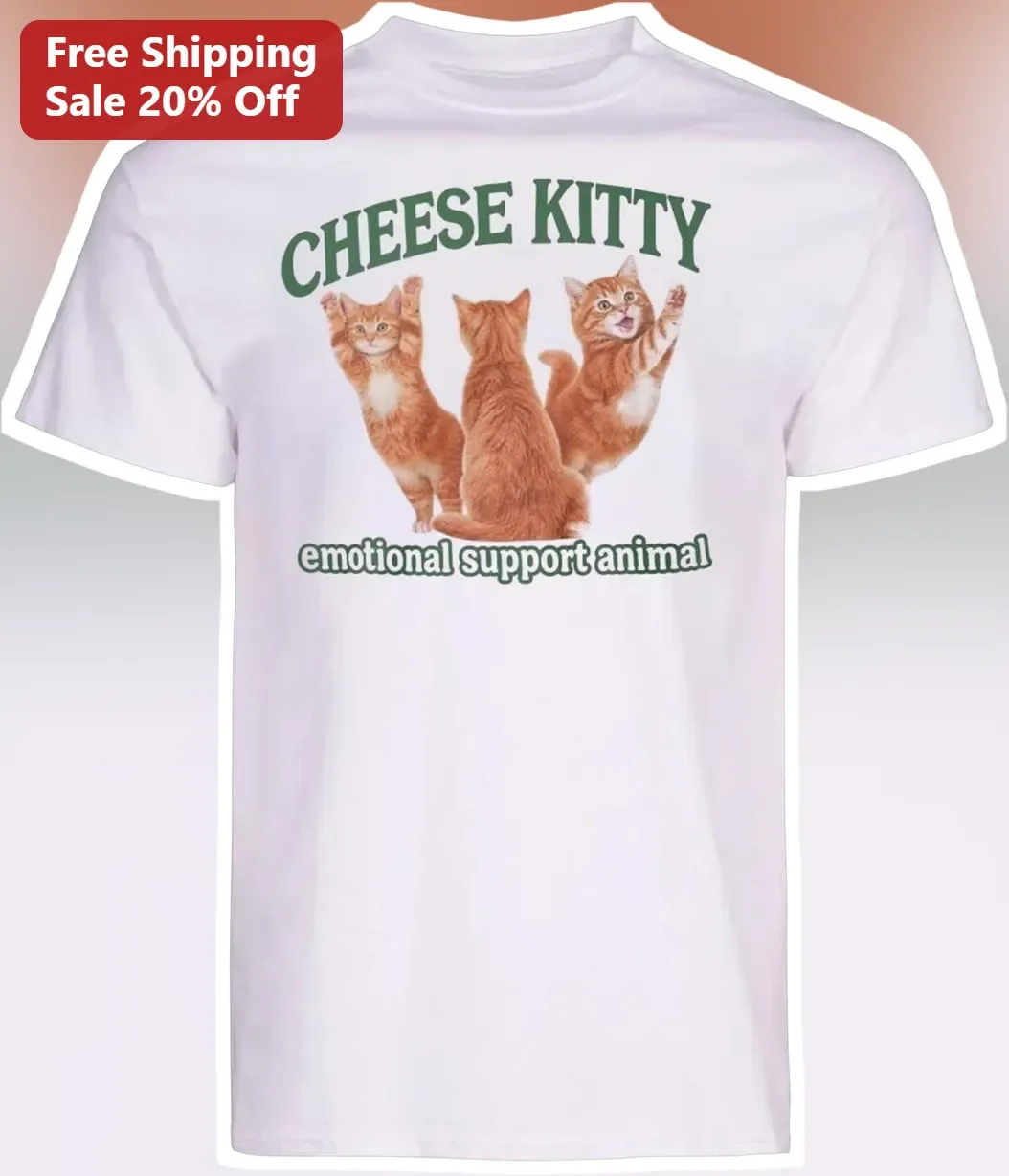 Cheese Kitty Emotional Support Animal Graphic Tee Cute Cat Lover Gift