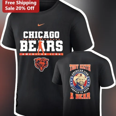 Chicago Bears American Icon Toby Keith Tribute Tee NFL Fan Gear Gift