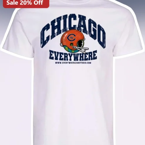 Chicago Everywhere Vintage Football Helmet Graphic Tee for Men Women