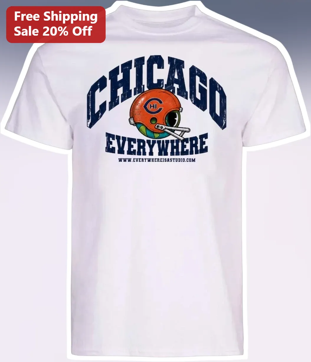 Chicago Everywhere Vintage Football Helmet Graphic Tee for Men Women