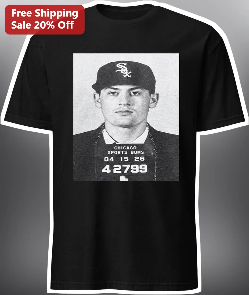 Chicago Sports Bums Tee Vintage Mugshot Graphic Shirt for Men Women