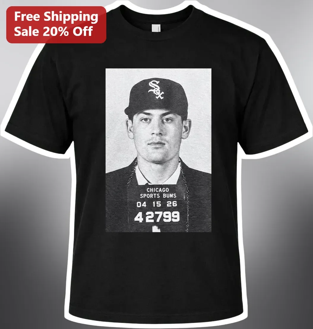 Chicago Sports Bums Tee Vintage White Sox Mugshot Graphic Shirt for Men