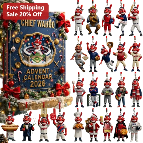 Chief Wahoo Advent Calendar 2026 Ornament Vintage Cleveland Guardians Baseball Holiday Collectible Gift