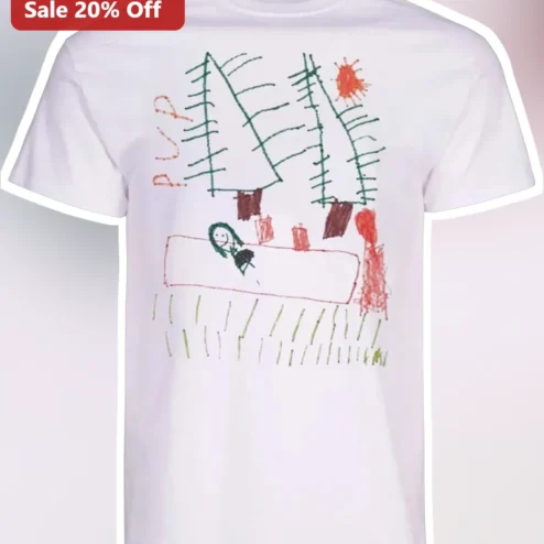 Childs Crayon Drawing Art Tee Personalized Kids Nature Scene Gift for Parents