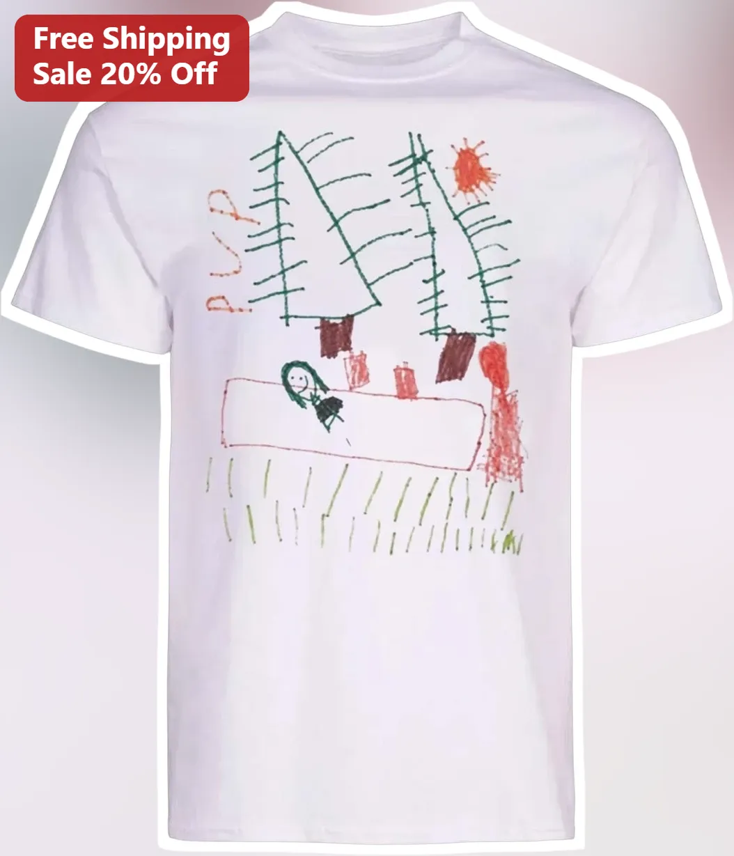 Childs Crayon Drawing Art Tee Personalized Kids Nature Scene Gift for Parents