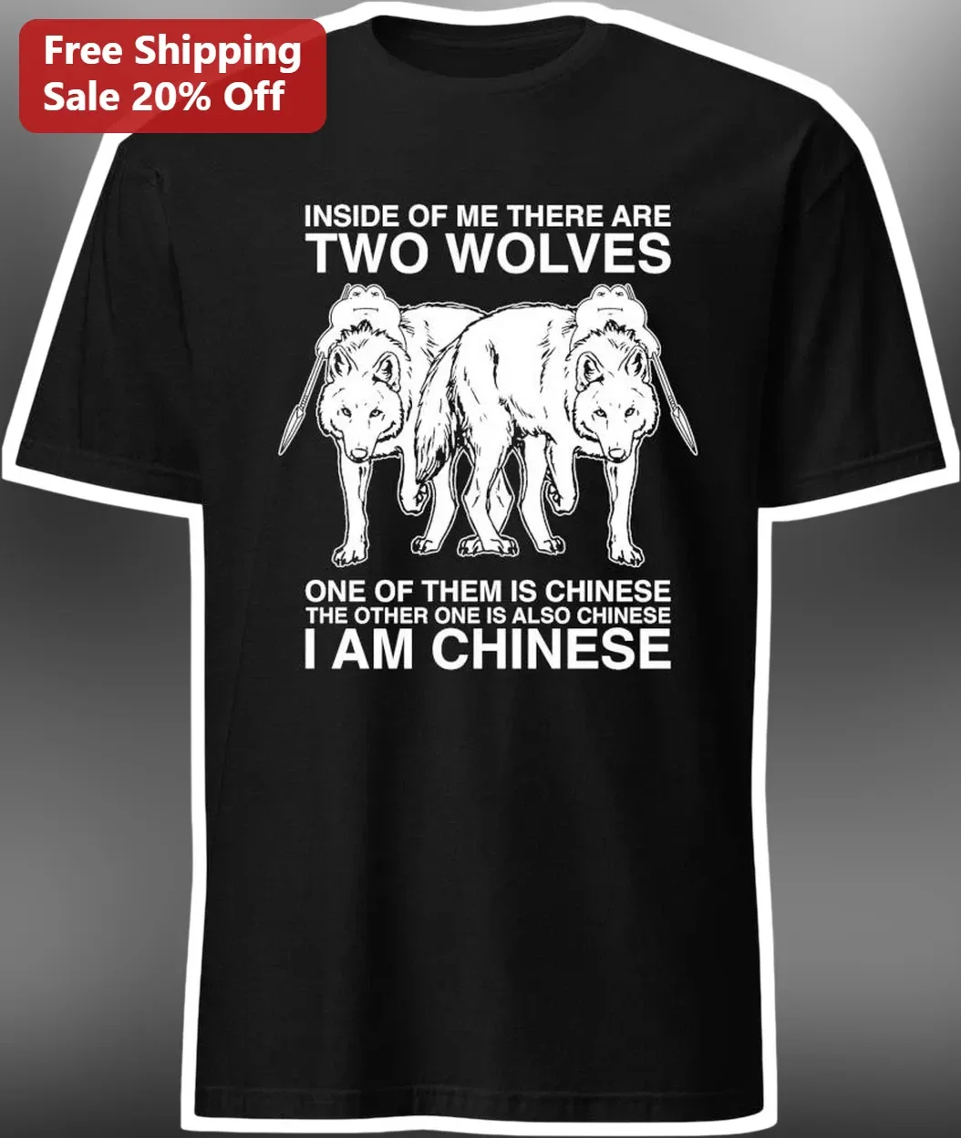Chinese Wolf Tee Inside Of Me There Are Two Wolves Funny Asian American Identity Meme Shirt