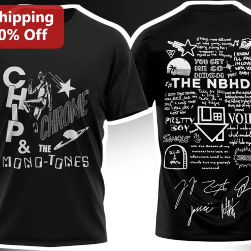 Chip Chrome The Mono-Tones Tee Pretty Boy Void Lyrics Collage Scott Pilgrim Band Shirt