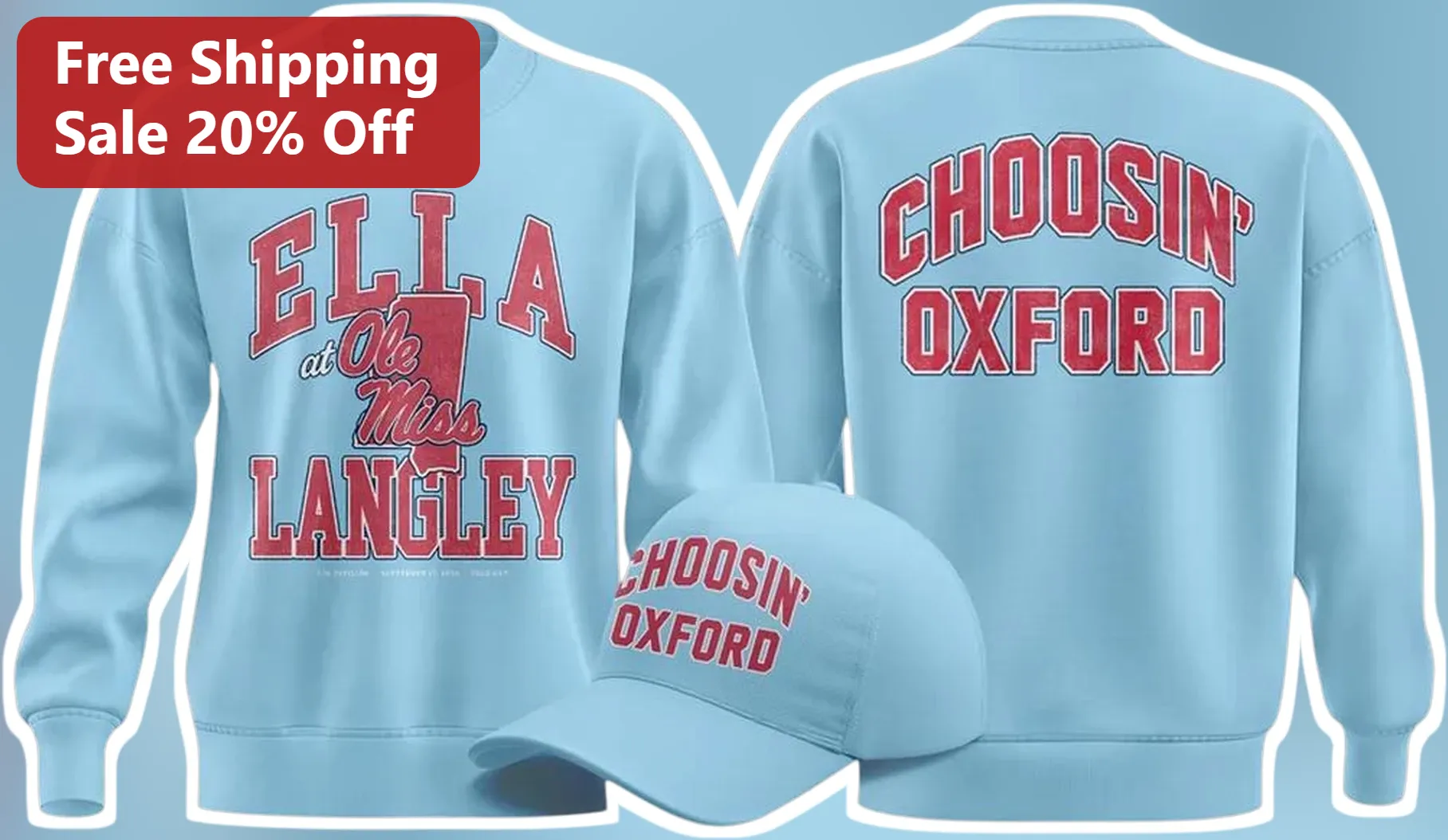 Choosin' Oxford Vintage Style Crewneck Sweatshirt Ole Miss Rebels College Apparel