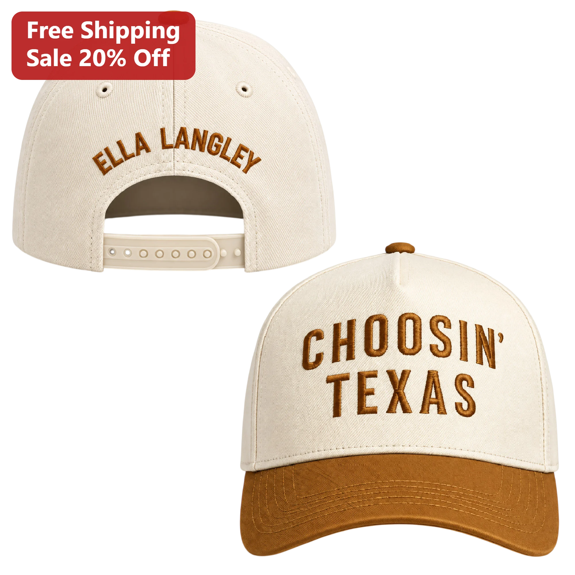 Choosin' Texas Hat Personalized Custom Name Baseball Cap Vintage Collegiate Gift for Men Women