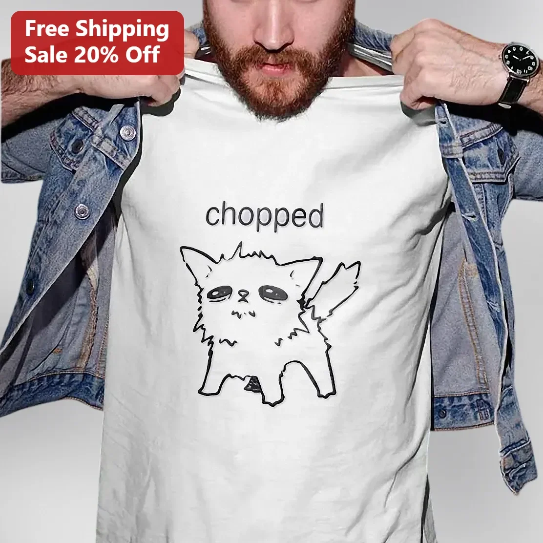 Chopped Funny Cat Graphic Tee Meme Shirt for Pet Owners