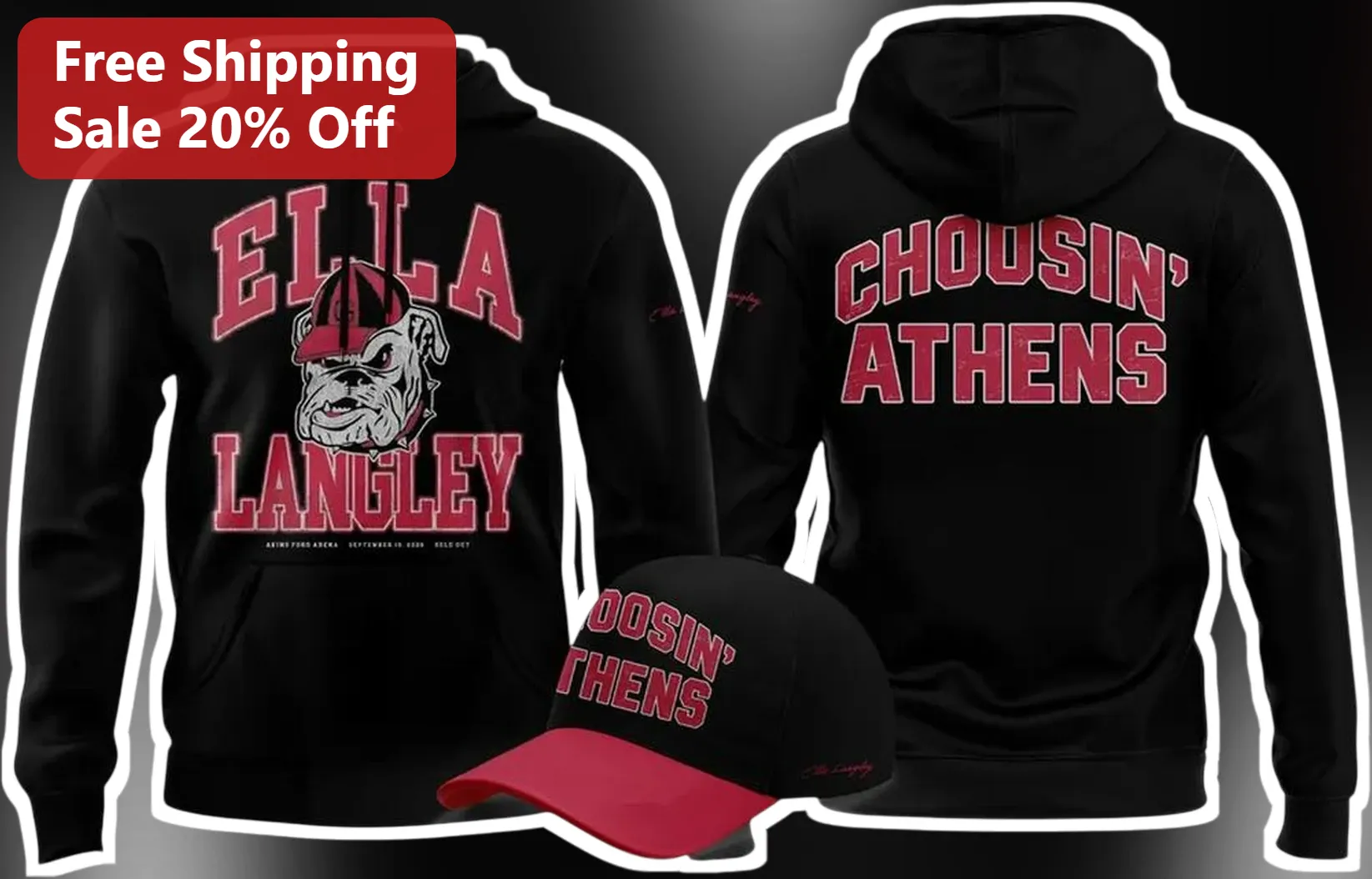 CHOUSIN' ATHENS Vintage Bulldog Mascot Hoodie UGA Georgia Bulldogs Fan Gift