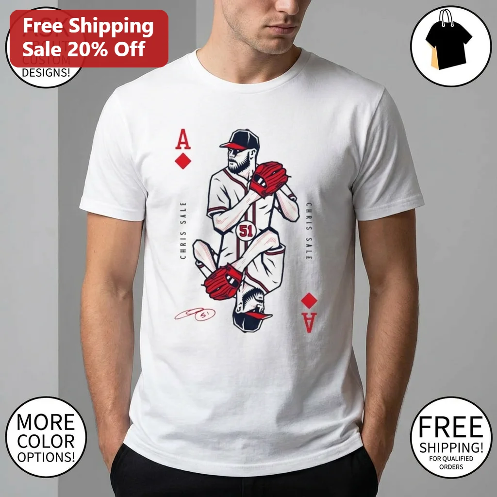 Chris Sale 51 Ace Playing Card Tee Vintage Baseball Pitcher Shirt Sports Fan Gift