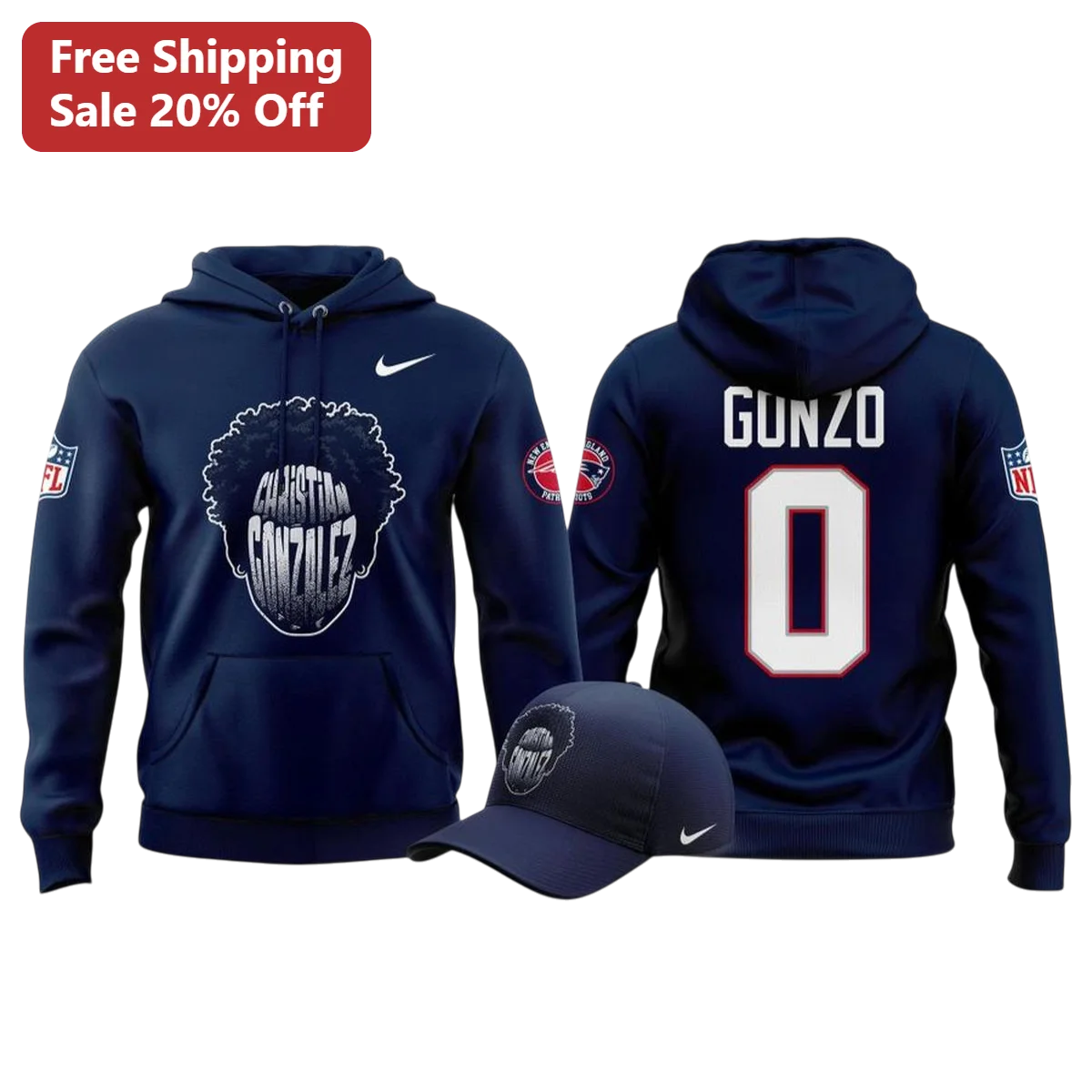 Christian Gonzalez Patriots Hoodie New England NFL Cornerback Fan Gear