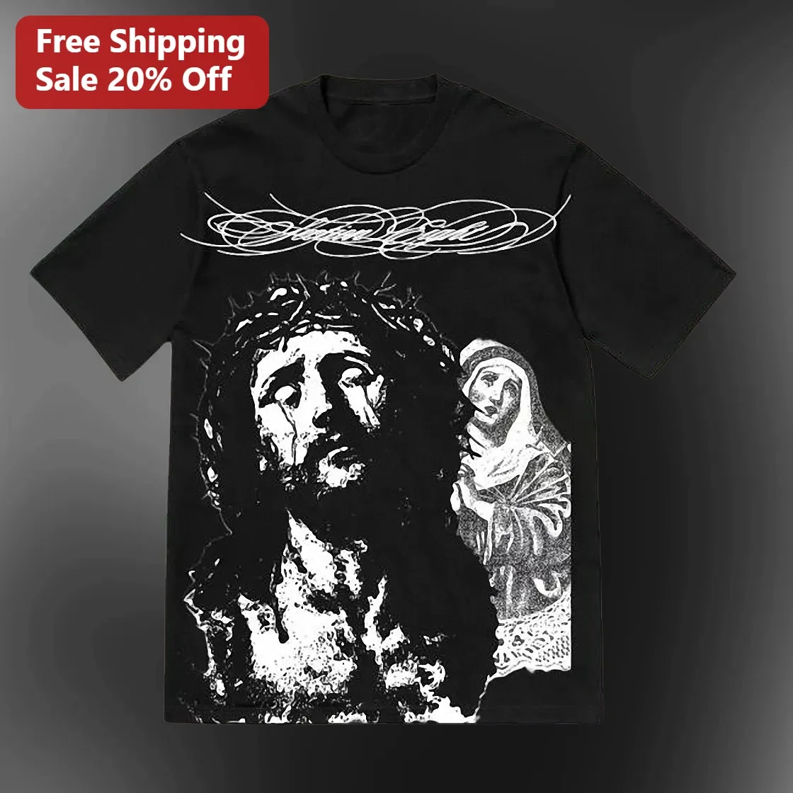Christian Love Jesus Christ Crown of Thorns Gothic Graphic Tee