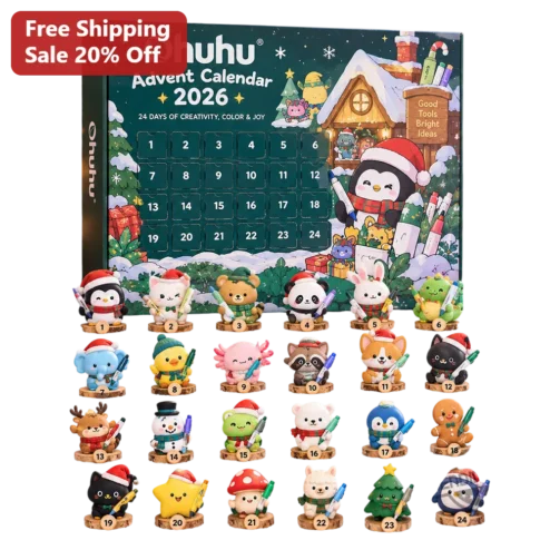 Christmas Toy Set Kawaii Animal Advent Calendar with Markers Holiday Gift for Kids