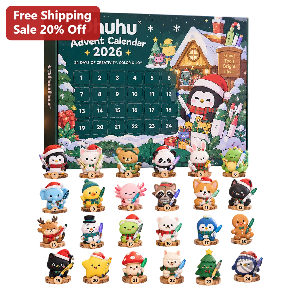 Christmas Toy Set Kawaii Animal Advent Calendar with Markers Holiday Gift for Kids