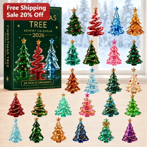 Christmas Tree Advent Calendar Ornament Set Holiday Countdown Gift