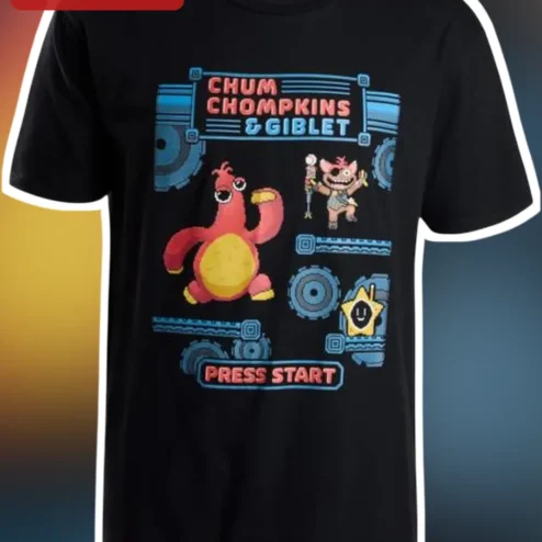 Chum Chompkins Giblet Press Start Retro Gaming Pixel Art Tee