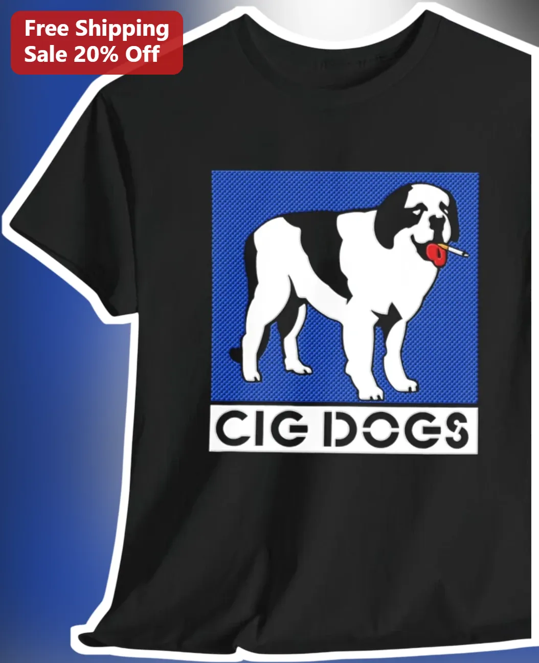 Cig Dogs Tee Funny St Bernard Smoking Cigarette Vintage Retro Graphic T-Shirt for Men Women Gift