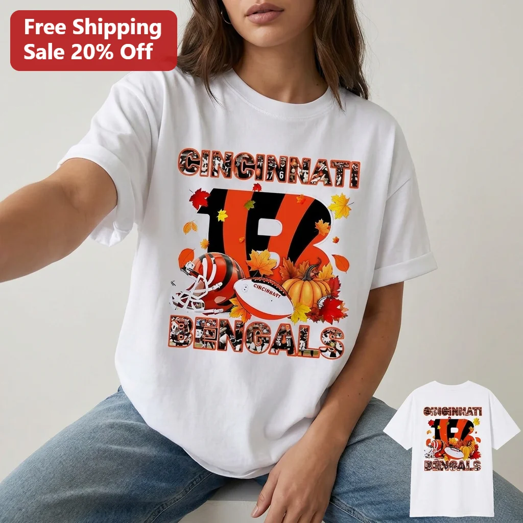 Cincinnati Bengals Fall Football Tee Autumn Pumpkin Game Day Graphic Shirt