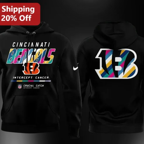 Cincinnati Bengals Intercept Cancer Crucial Catch Hoodie NFL Fan Gear