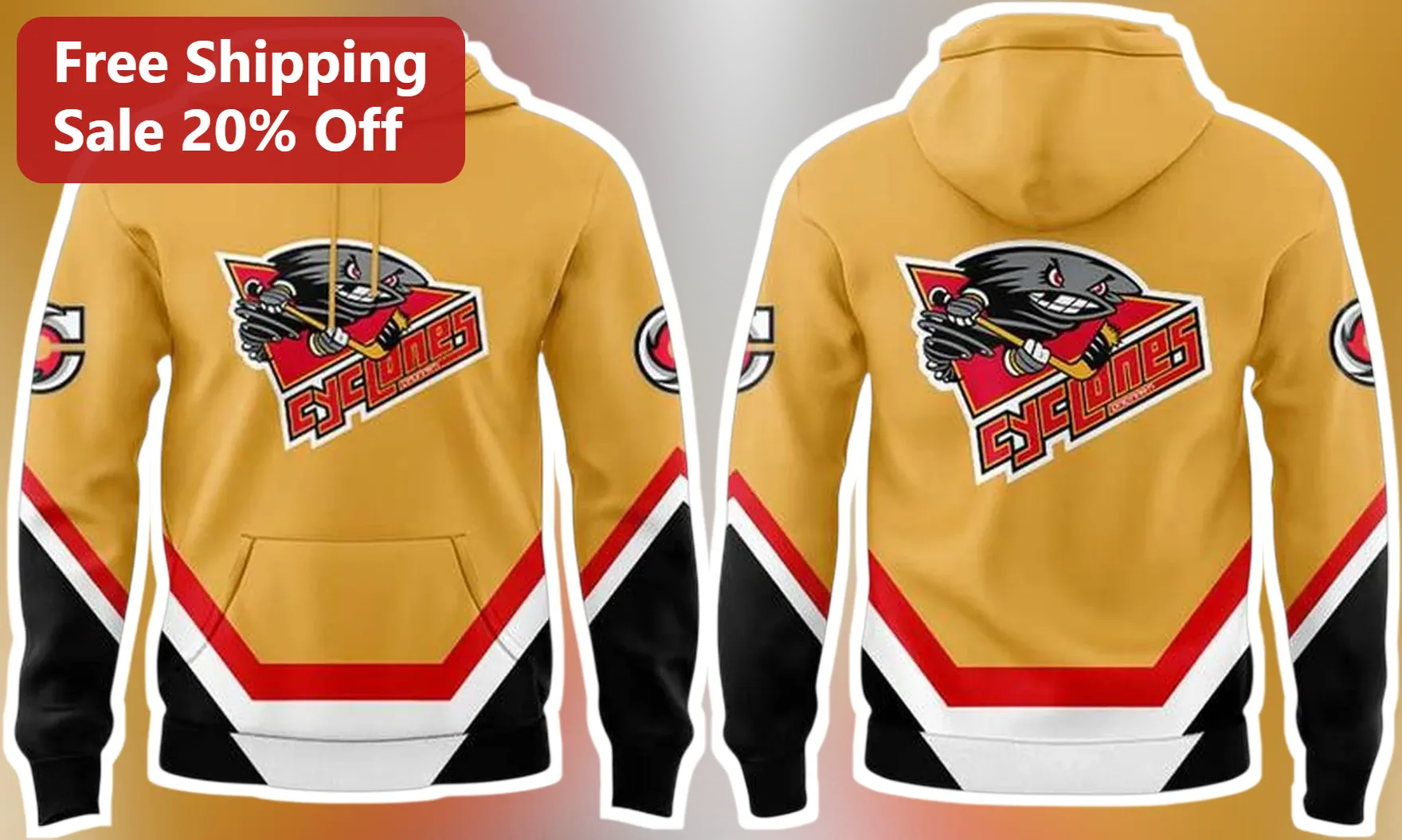 Cincinnati Cyclones Hockey Team Hoodie Retro Logo Sports Fan Apparel