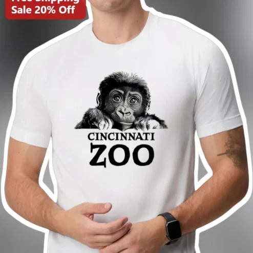 Cincinnati Zoo Baby Chimpanzee Graphic Tee Vintage Wildlife Souvenir Gift Shirt