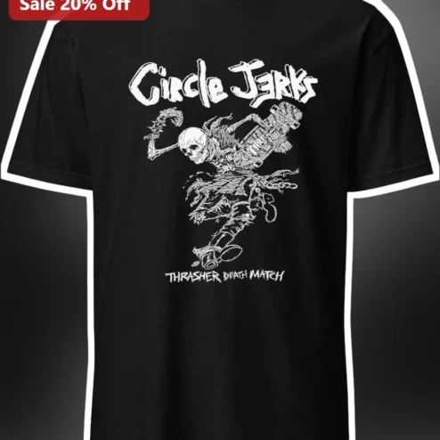 Circle Jerks Thrasher Death Match Tee Skeleton Skateboard Punk Rock Graphic Shirt