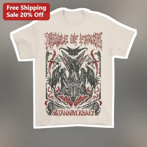 Circle of Chaos Satanniversary Tee Dark Occult Graphic Shirt for Heavy Metal Fans