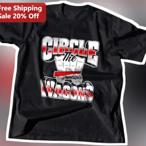 Circle The Wagons Vintage Western Covered Wagon Graphic Tee For Men Women