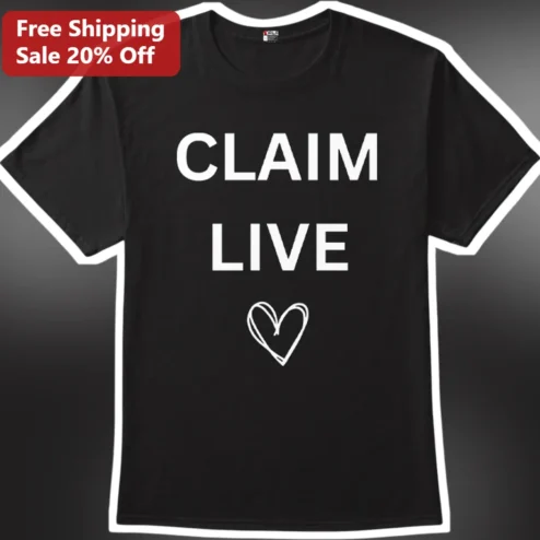 Claim Live Christian Faith Declaration Tee Minimalist Heart Graphic T-Shirt