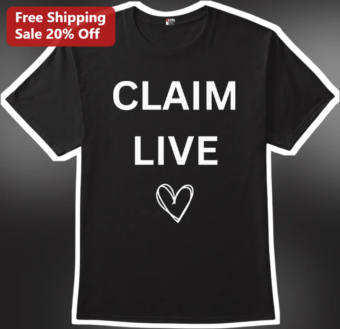 Claim Live Christian Faith Declaration Tee Minimalist Heart Graphic T-Shirt