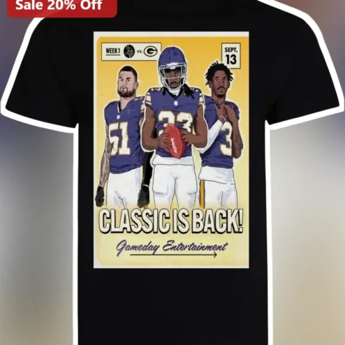 Classic Is Back Gameday Entertainment Minnesota Vikings Retro Football Tee